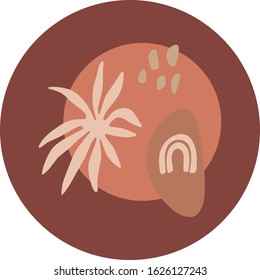 Highlights stories cover in warm terracotta pastel colors. Abstract floral illustration, editable vector file.