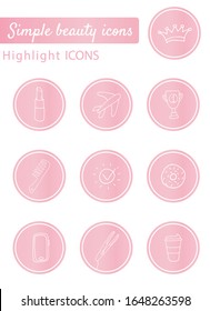 Highlights Stories Covers for popular social media. Perfect for bloggers. Set of hand drawn signs. Beautiful simple vector icons.