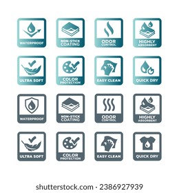 Highly absorbent, ultra soft and easy clean vector label set. Non stick, water proof and quick dry properties labels.