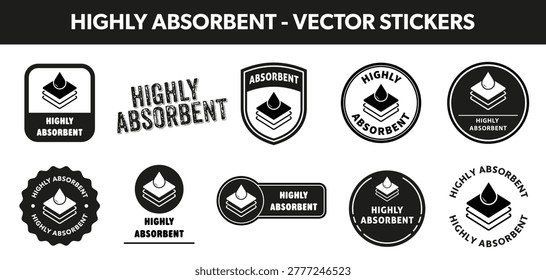 Highly absorbent - vector stickers for product packaging information.