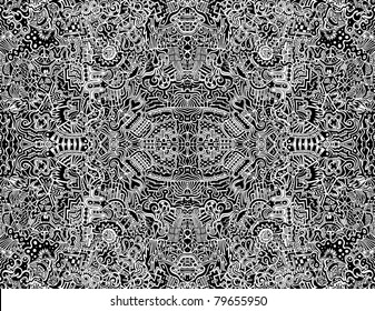 A highly complex, symmetrical, abstract seamless vector illustration.