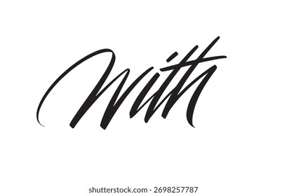Highly decorative vector expressive element featuring the word with, perfect as an elaborate visual link in formal designs.