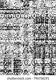 Textura abstracta muy detallada o fondo grunge. Para la textura de arte, el diseño de grunge y el marco de papel o borde vintage, damasco moderno, cheque, patrón de mosaico para alfombras y alfombras