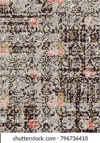 Highly detailed abstract texture or grunge background. For art texture, grunge design, and vintage paper or border frame, modern floral pattern for carpet and rug