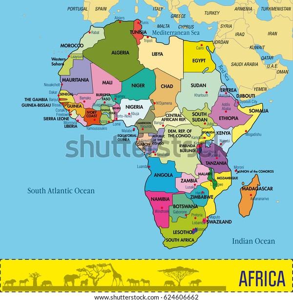 Highly Detailed Africa Map All Countries Stock Vector (Royalty Free ...