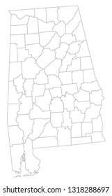 Highly detailed Alabama blind map.