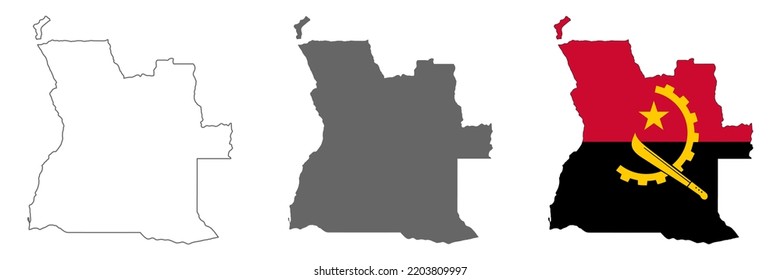 Highly detailed Angola map with borders isolated on background