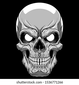 Highly detailed angry skull. Vector illustration.