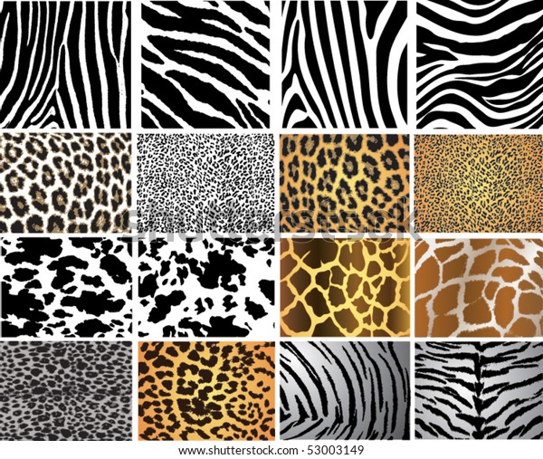 Highly detailed animal skin vector pack - 16\
different pattern