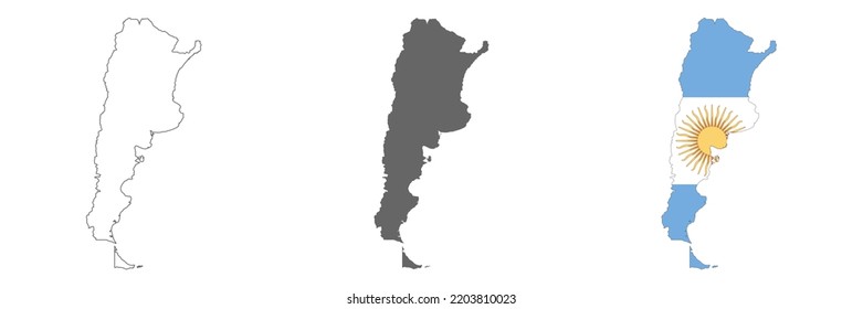 Highly detailed Argentina map with borders isolated on background