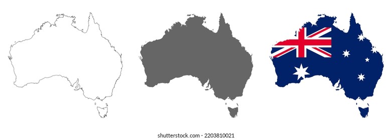 Highly detailed Australia map with borders isolated on background