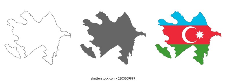Highly detailed Azerbaijan map with borders isolated on background