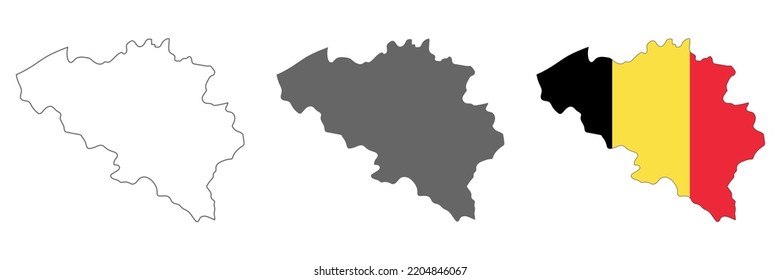 Highly detailed Belgium map  with borders isolated on background