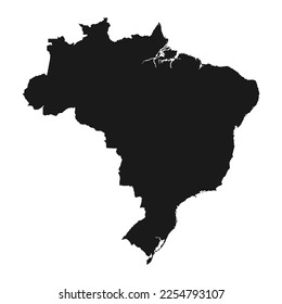 Highly detailed Brazil map  with borders isolated on background