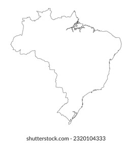 Highly detailed Brazil map  with borders isolated on background