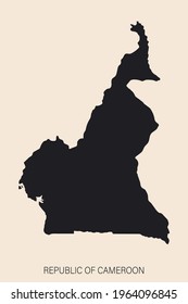 Highly detailed Cameroon map with borders isolated on background