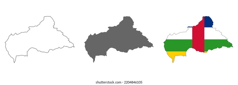 Highly detailed Central African Republic map with borders isolated on background