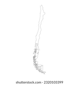 Highly detailed Chile map with borders isolated on background