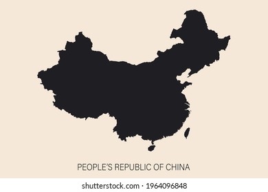 Highly detailed China map with borders isolated on background
