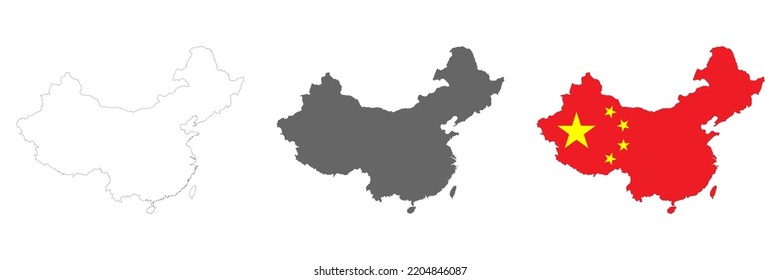 Mapa de China altamente detallado con fronteras aisladas en segundo plano