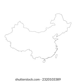 Highly detailed China map with borders isolated on background