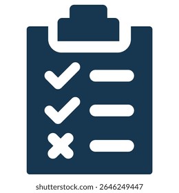 Highly Detailed Clipboard Icon Prominently Displaying Both Affirmative Checkmarks and a Negative Cross Mark, Effectively Representing Efficient Task Management, Detailed Progress Tracking