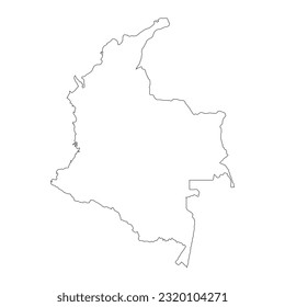 Mapa colombiano altamente detallado con fronteras aisladas en segundo plano