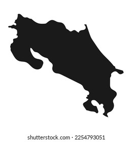 Highly detailed Costa Rica map with borders isolated on background
