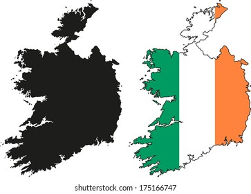 Highly Detailed Country Silhouette With Flag - Ireland