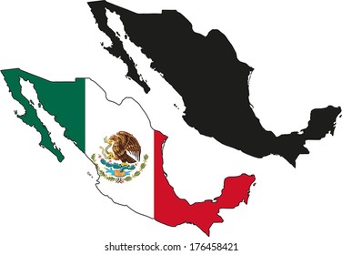 Highly Detailed Country Silhouette With Flag - Mexico