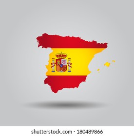 Highly Detailed Country Silhouette With Flag and 3D effect - Spain 