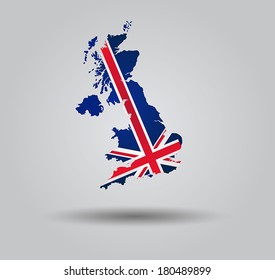 Highly Detailed Country Silhouette With Flag and 3D effect - United Kingdom 