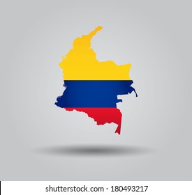 Highly Detailed Country Silhouette With Flag and 3d effect - Colombia