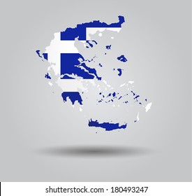 Highly Detailed Country Silhouette With Flag and 3d effect - Greece