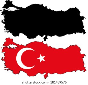 Highly Detailed Country Silhouette Flag Turkey Stock Vector (Royalty ...