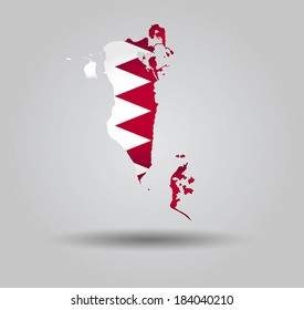 Highly Detailed Country Silhouette With Flag and 3D effect - Bahrain