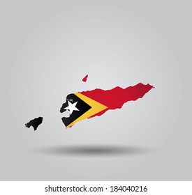Highly Detailed Country Silhouette With Flag and 3D effect - East Timor