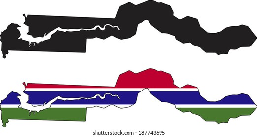 Highly Detailed Country Silhouette With Flag - Gambia