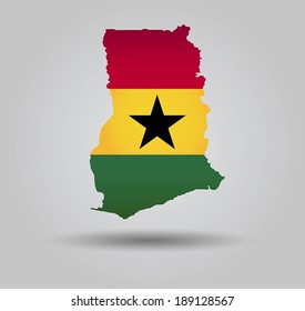 Highly Detailed Country Silhouette With Flag and 3D effect - Ghana