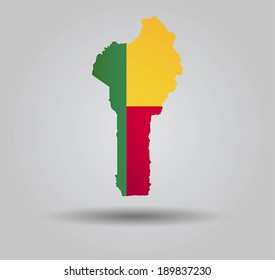 Highly Detailed Country Silhouette With Flag and 3D effect - Benin