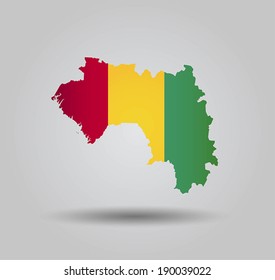 Highly Detailed Country Silhouette With Flag and 3D effect - Guinea