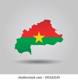 Highly Detailed Country Silhouette With Flag and 3D effect - Burkina Faso