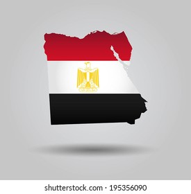 Highly Detailed Country Silhouette With Flag and 3D effect - Egypt