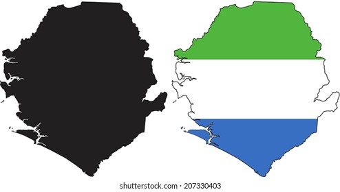 Highly Detailed Country Silhouette With Flag - Sierra Leone