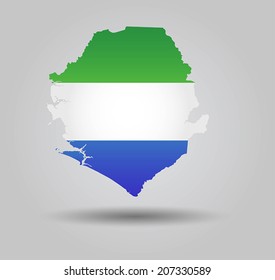 Highly Detailed Country Silhouette With Flag and 3D effect - Sierra Leone