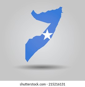 Highly Detailed Country Silhouette With Flag and 3D effect - Somalia