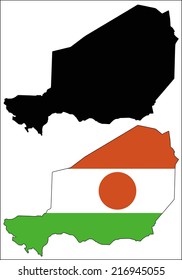 Highly Detailed Country Silhouette With Flag - Niger