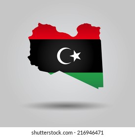 Highly Detailed Country Silhouette With Flag and 3D effect - Libya