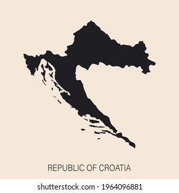 Highly detailed Croatia map with borders isolated on background