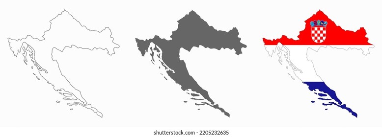 Highly detailed Croatia map with borders isolated on background